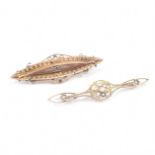 TWO ANTIQUE 9CT GOLD BROOCH PINS