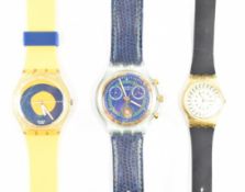 GROUP OF THREE SWATCH WRISTWATCHES