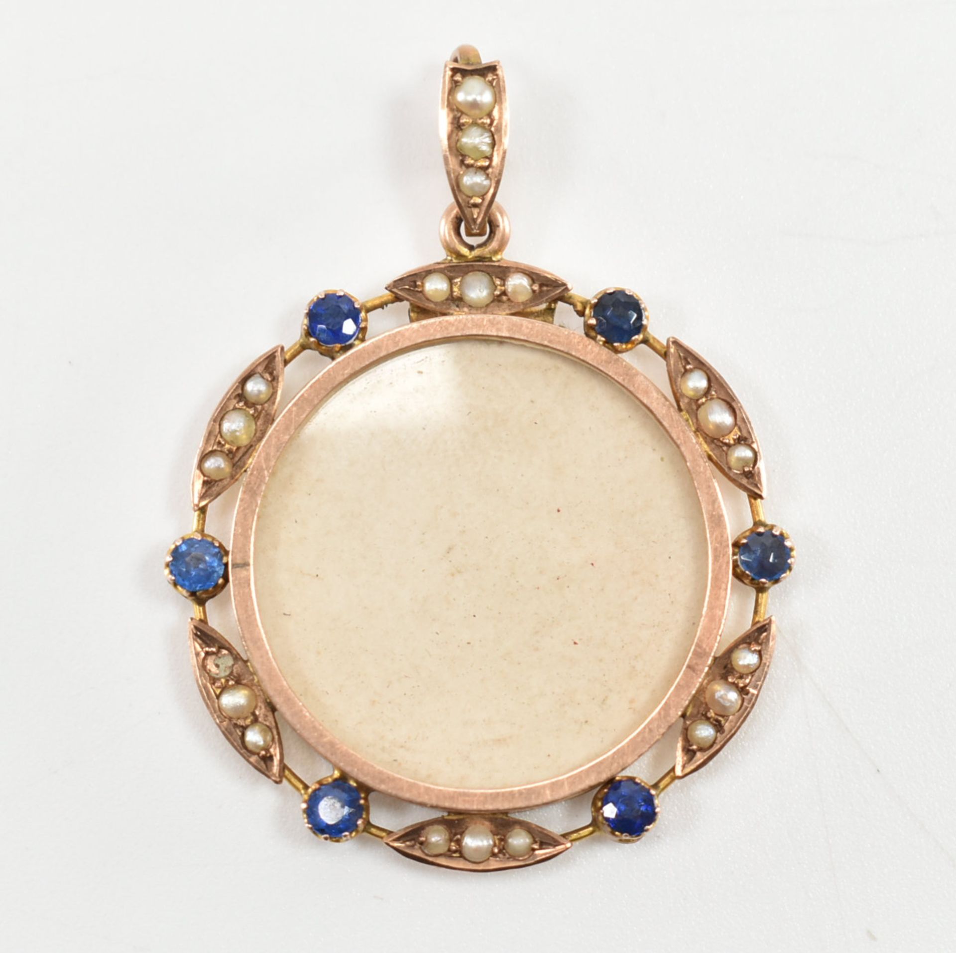 19TH CENTURY VICTORIAN SEED PEARL & BLUE STONE LOCKET