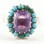 ANTIQUE GOLD AMETHYST & TURQUOISE DRESS RING
