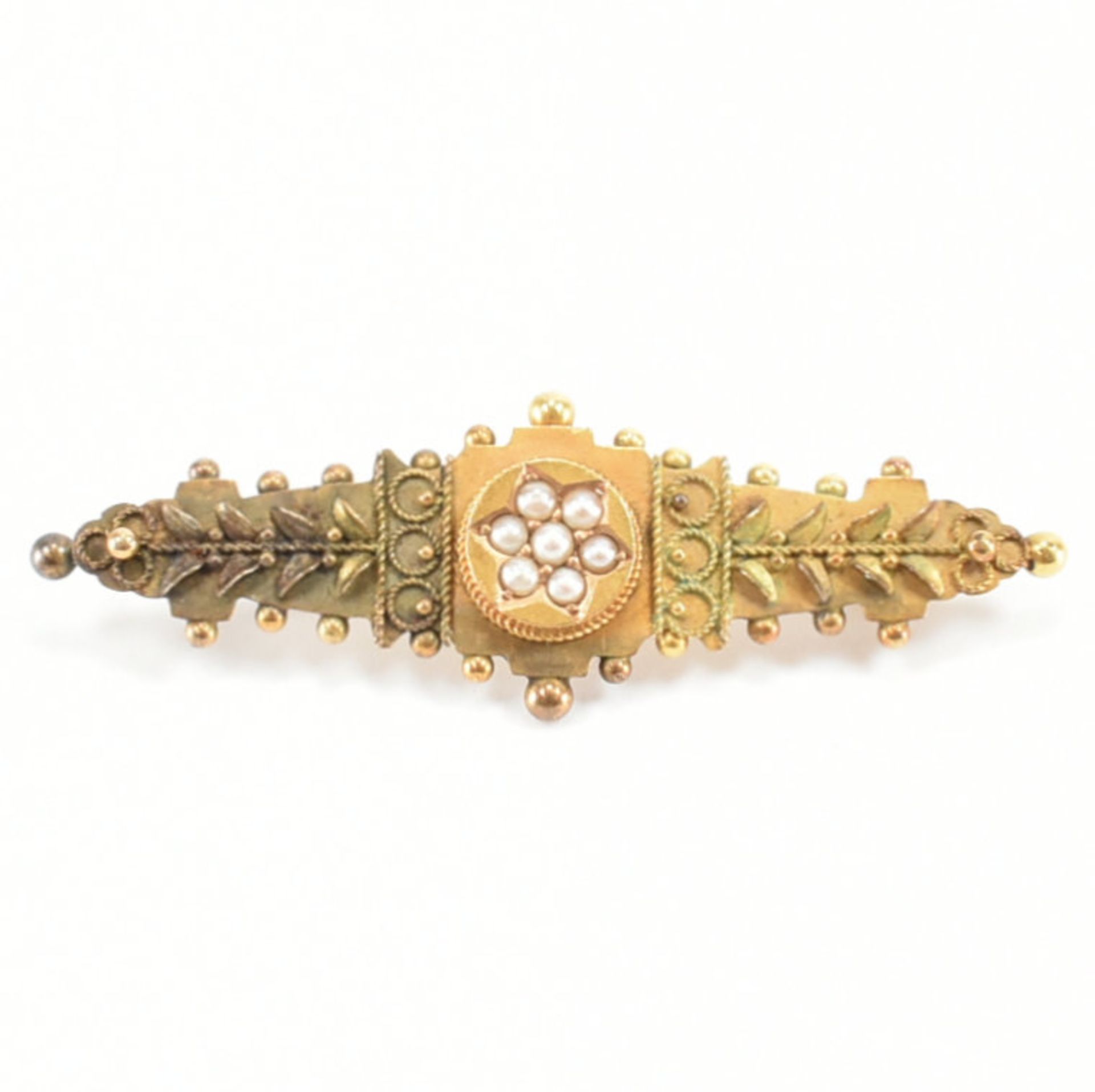 HALLMARKED VICTORIAN 15CT GOLD & PEARL BROOCH PIN