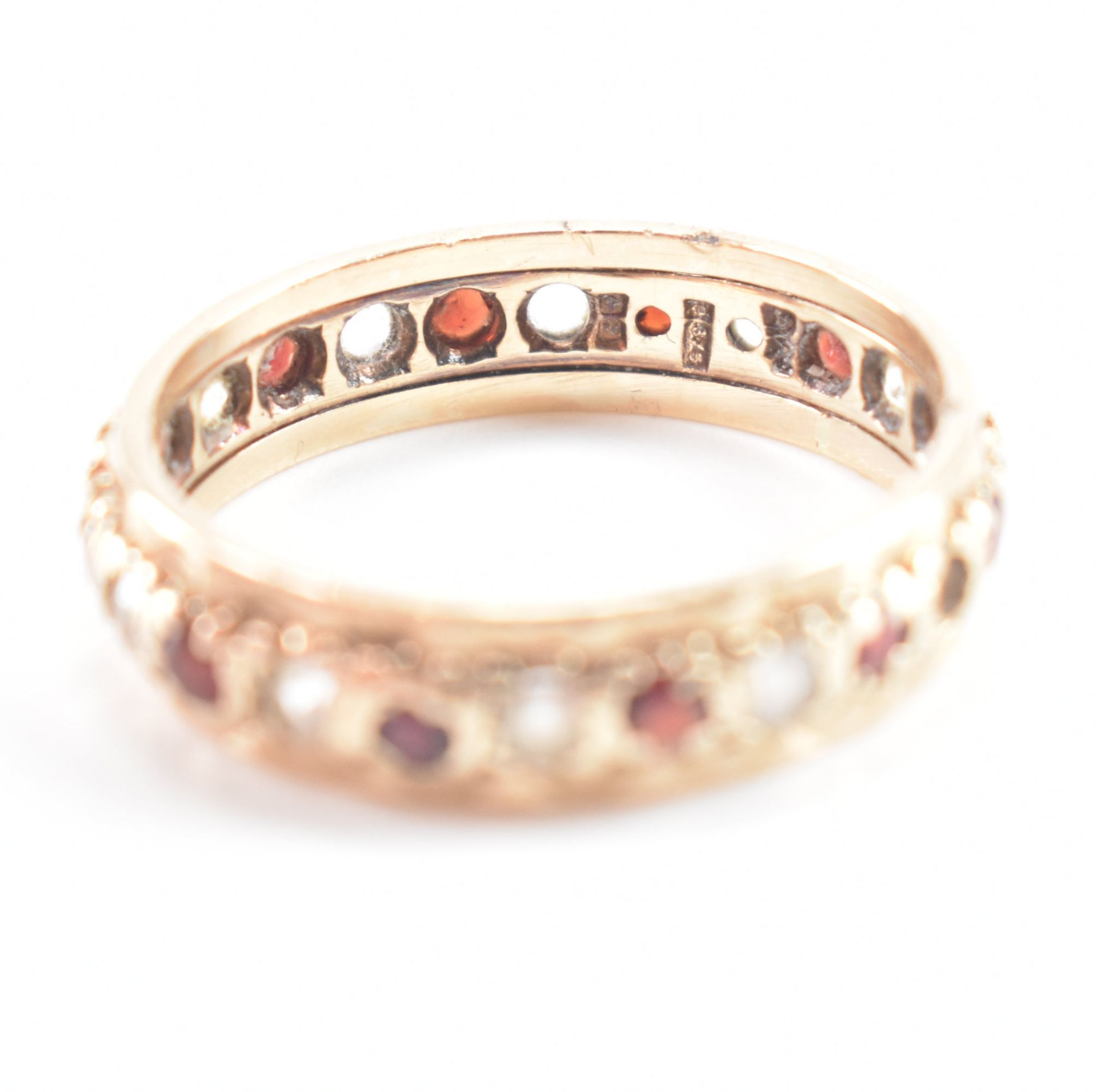 HALLMARKED 9CT GOLD RED & WHITE STONE ETERNITY RING - Bild 7 aus 8