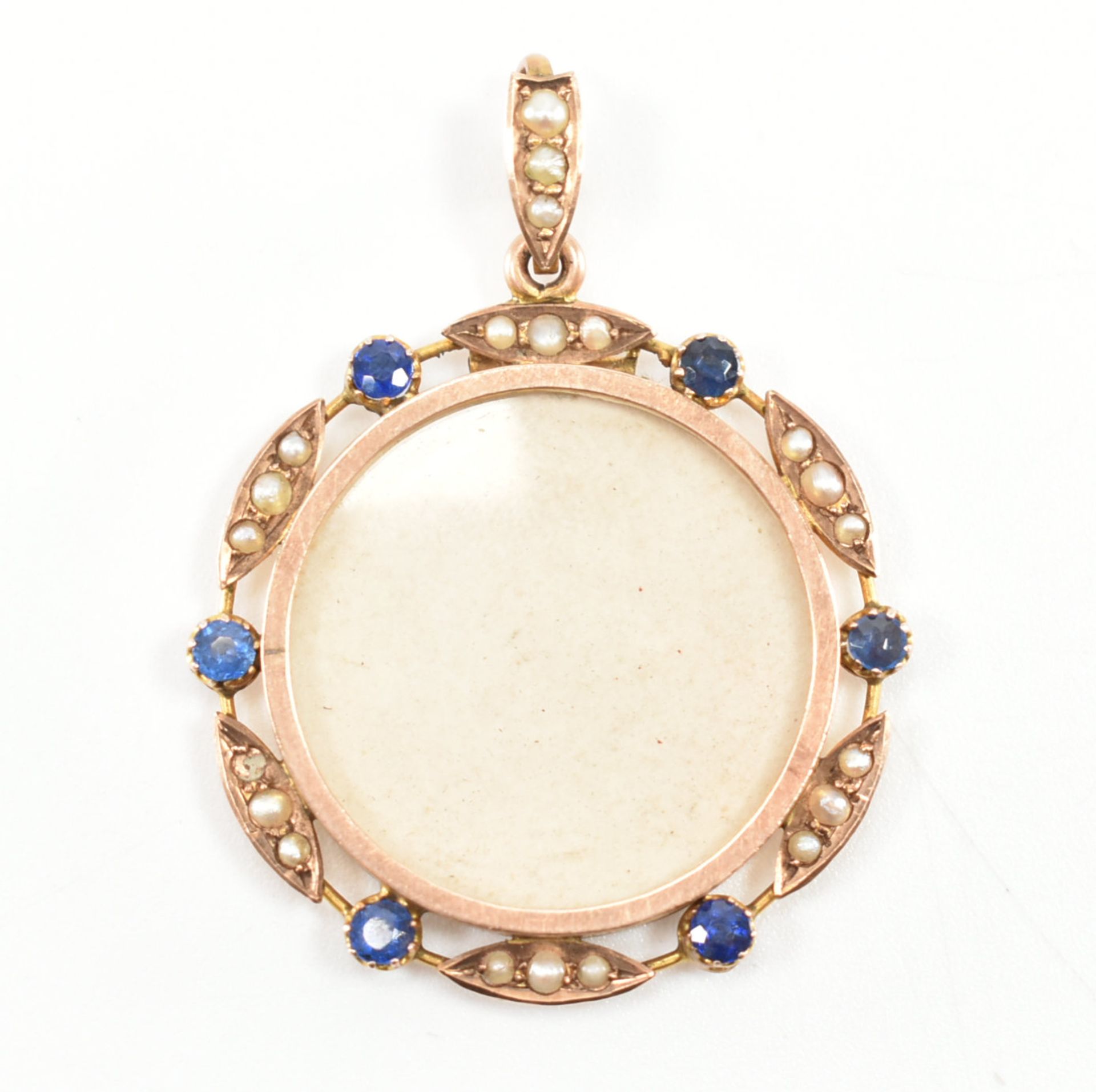 19TH CENTURY VICTORIAN SEED PEARL & BLUE STONE LOCKET - Image 2 of 5