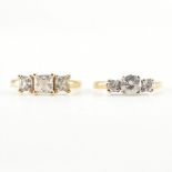 TWO HALLMARKED 14CT GOLD & CZ RINGS