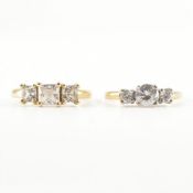 TWO HALLMARKED 14CT GOLD & CZ RINGS