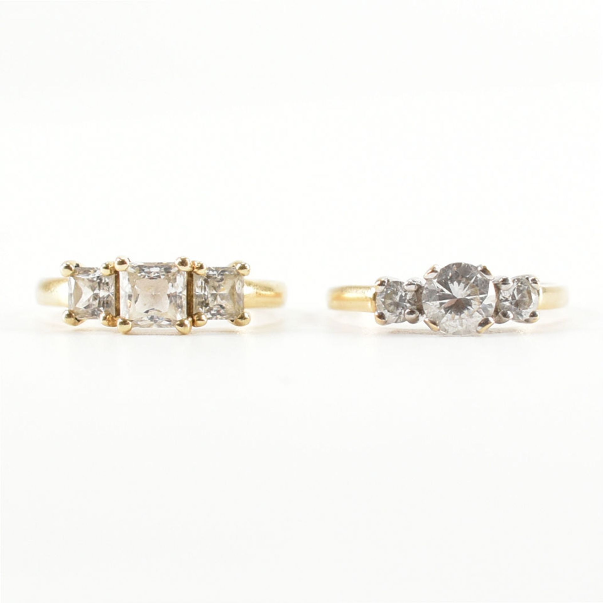 TWO HALLMARKED 14CT GOLD & CZ RINGS