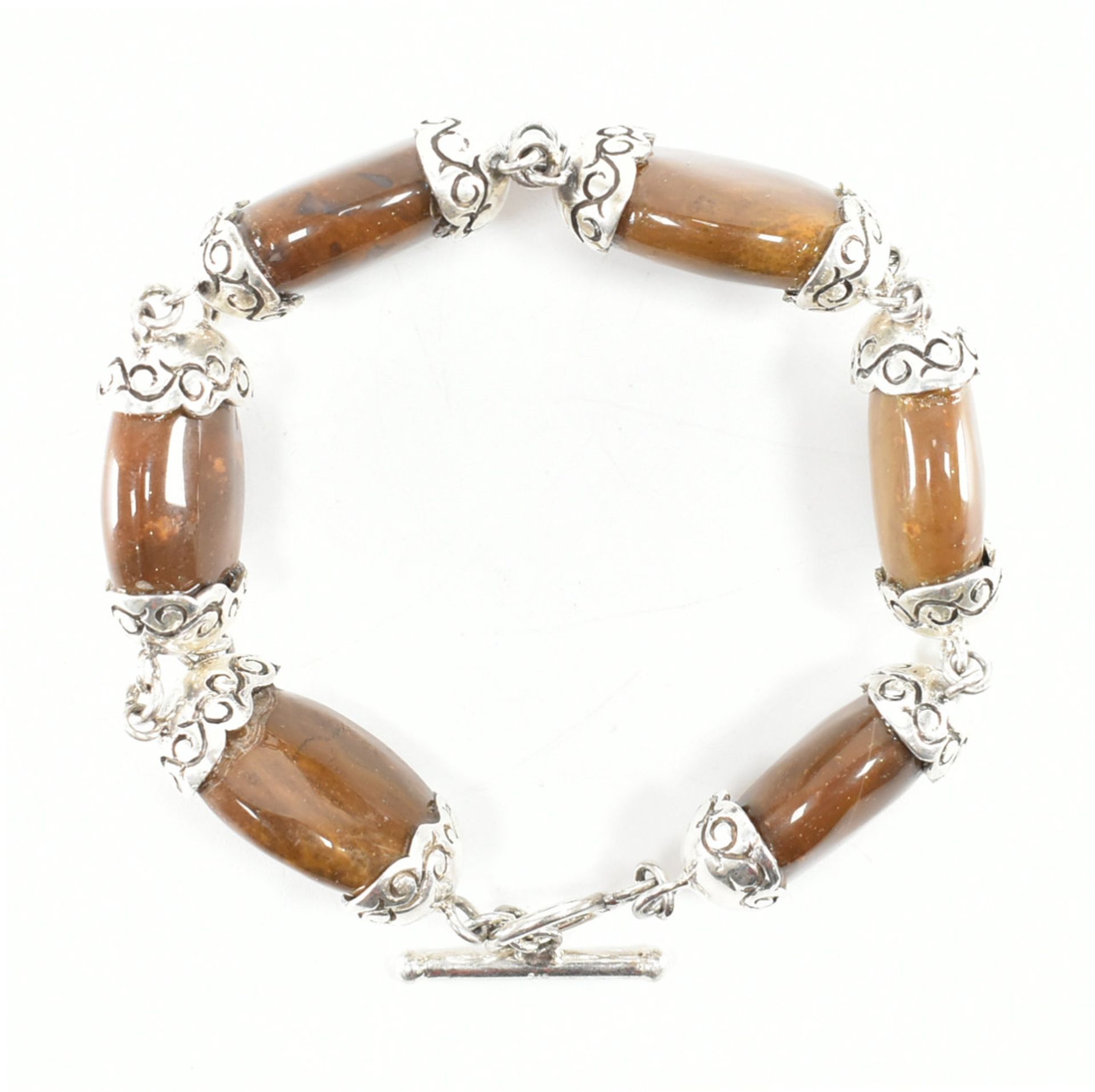 925 SILVER & BROWN STONE BRACELET - Image 2 of 6