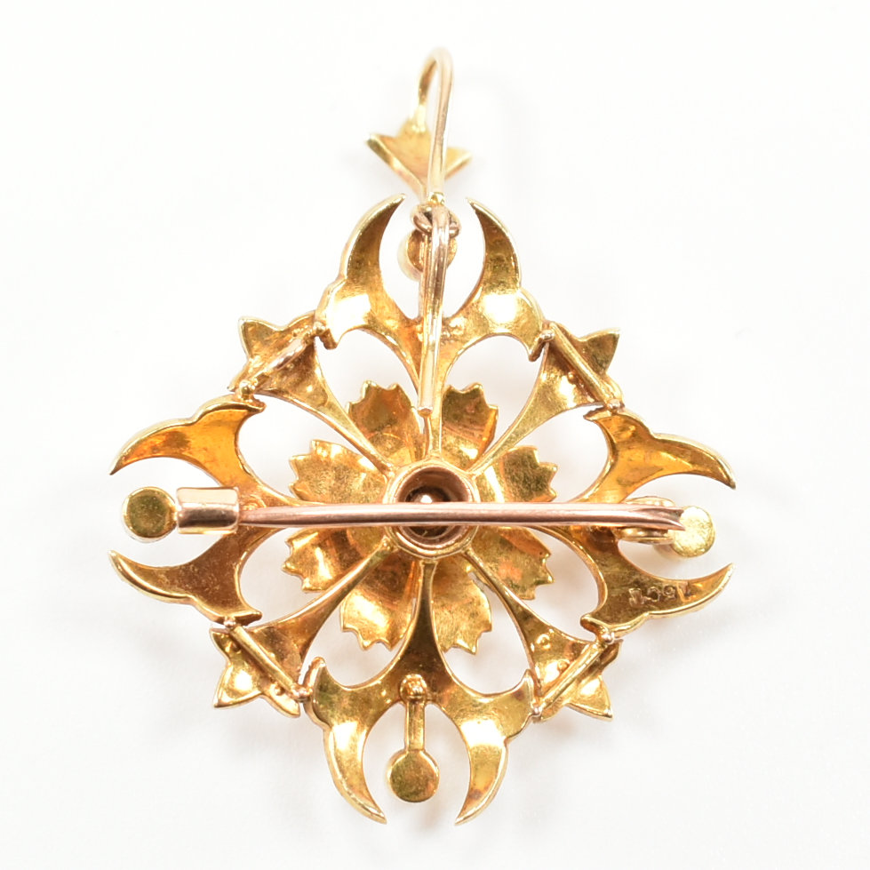VICTORIAN 15CT GOLD & SEED PEARL PENDANT BROOCH - Image 3 of 6