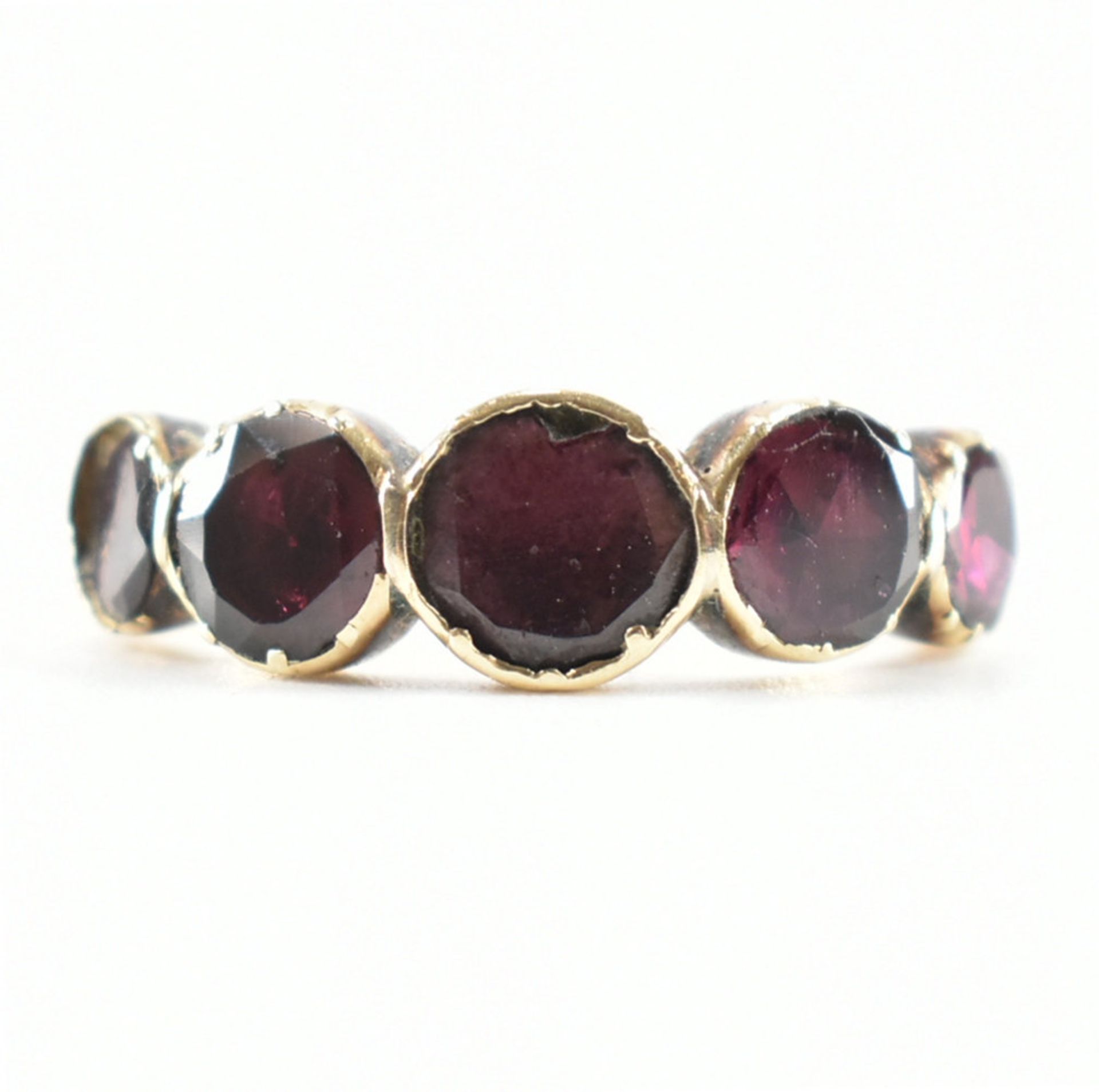 ANTIQUE GOLD GARNET FIVE STONE RING