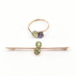 PERIDOT RING & BAR BROOCH PIN