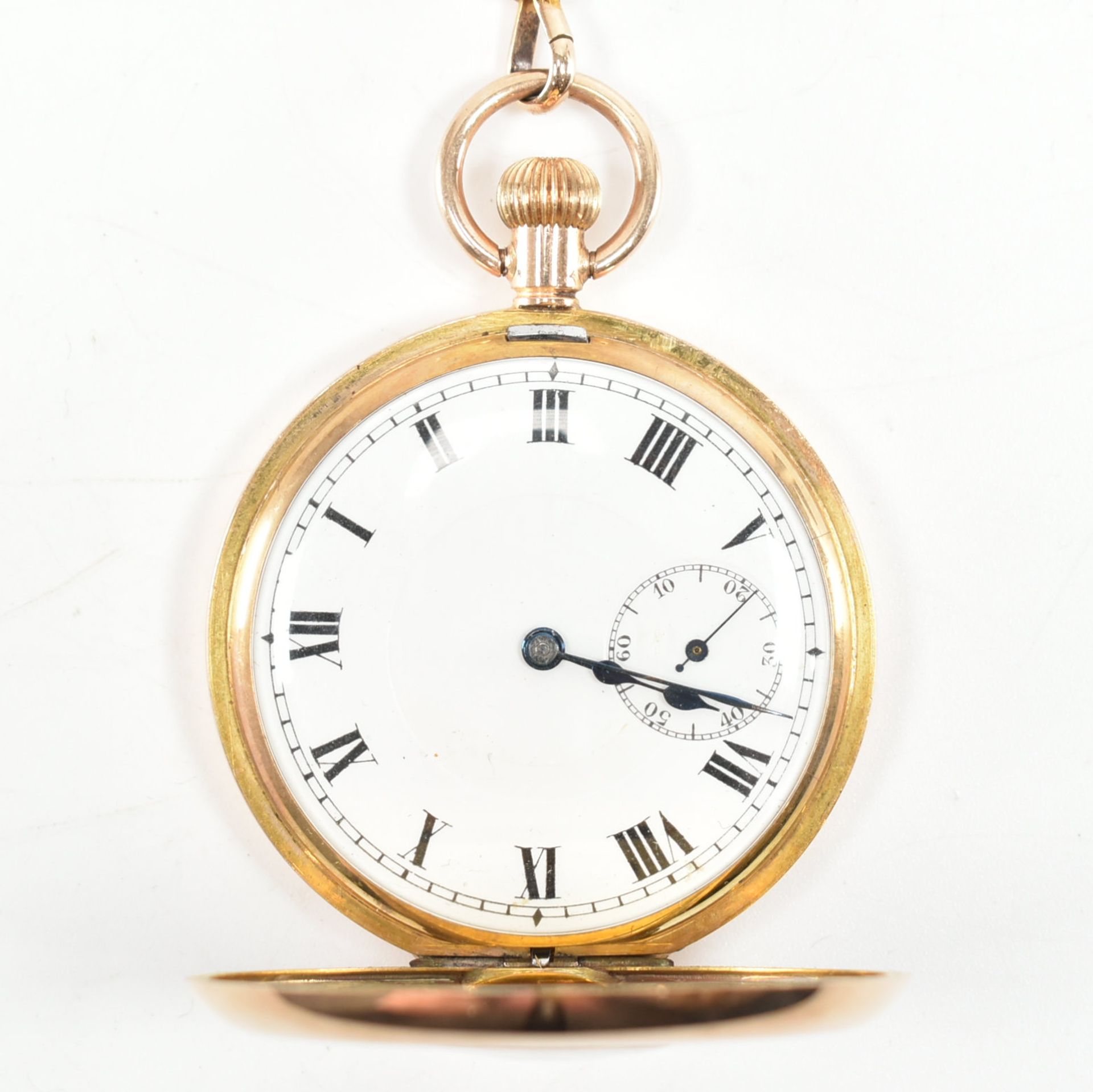 HALLMARKED 9CT GOLD HALF HUNTER POCKET WATCH - Image 8 of 12