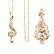 TWO 9CT GOLD PENDANT NECKLACES