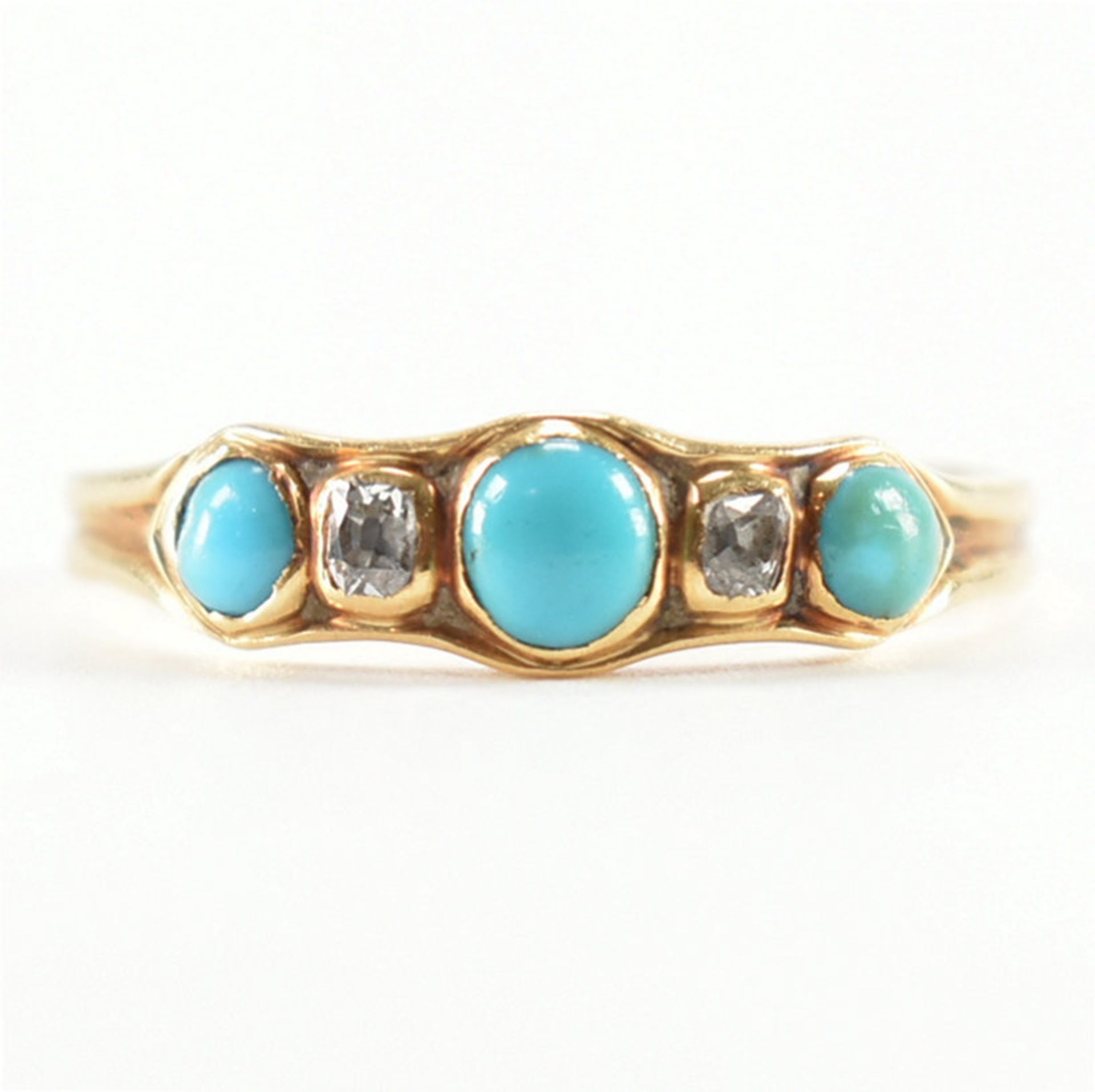 VICTORIAN GOLD TURQUOISE & DIAMOND RING