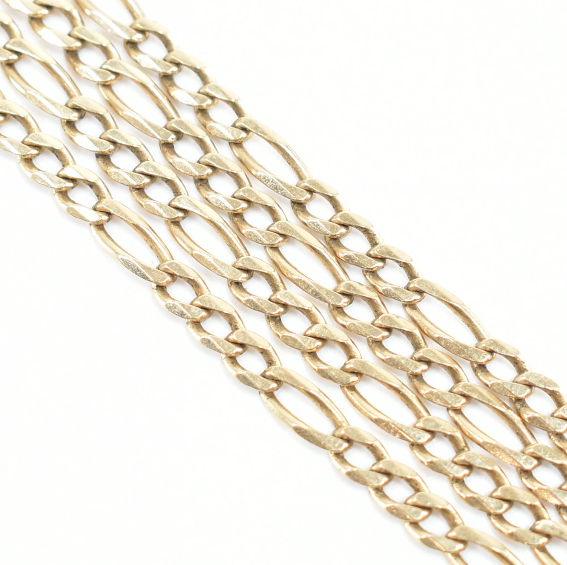 HALLMARKED 9CT GOLD FLAT LINK FIGARO CHAIN NECKLACE - Bild 2 aus 4