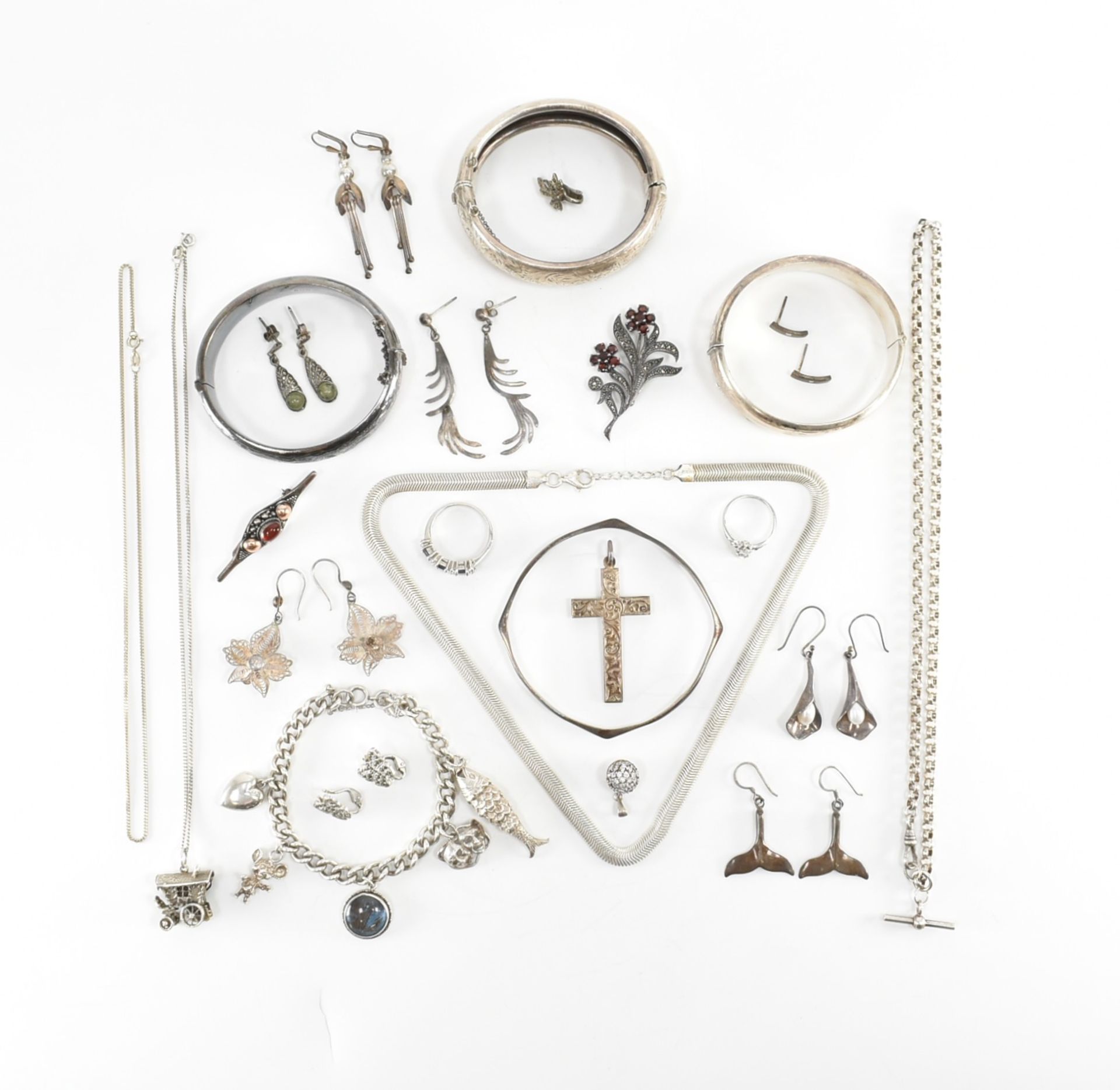 COLLECTION OF ASSORTED SILVER & WHITE METAL JEWELLERY - Image 2 of 14