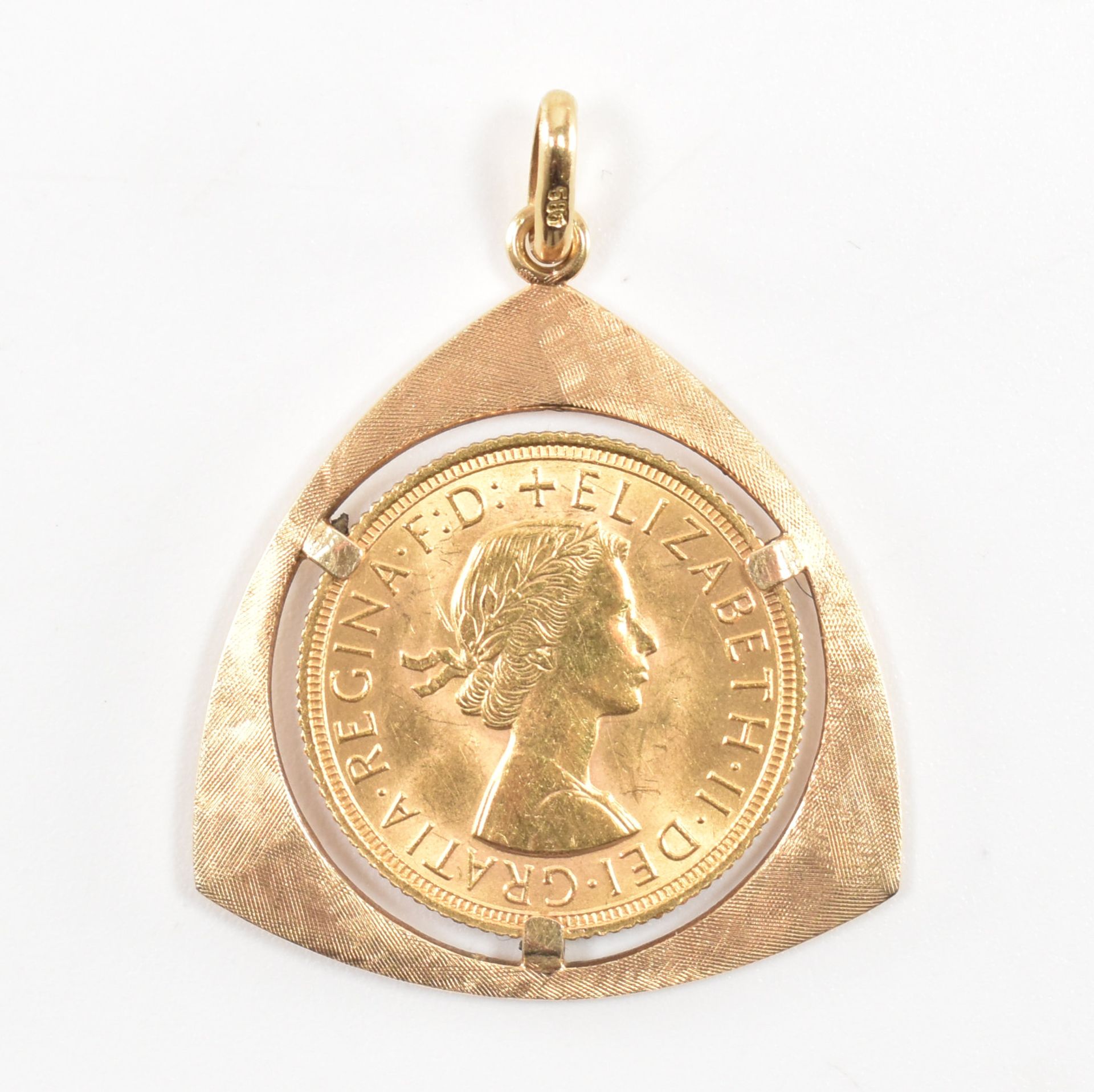 1958 HALF SOVEREIGN COIN IN 14CT GOLD NECKLACE PENDANT - Bild 2 aus 5