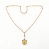 1907 GOLD SOVEREIGN COIN IN HALLMARKED 9CT GOLD MOUNT & CHAIN