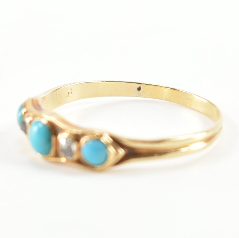 VICTORIAN GOLD TURQUOISE & DIAMOND RING - Image 7 of 8