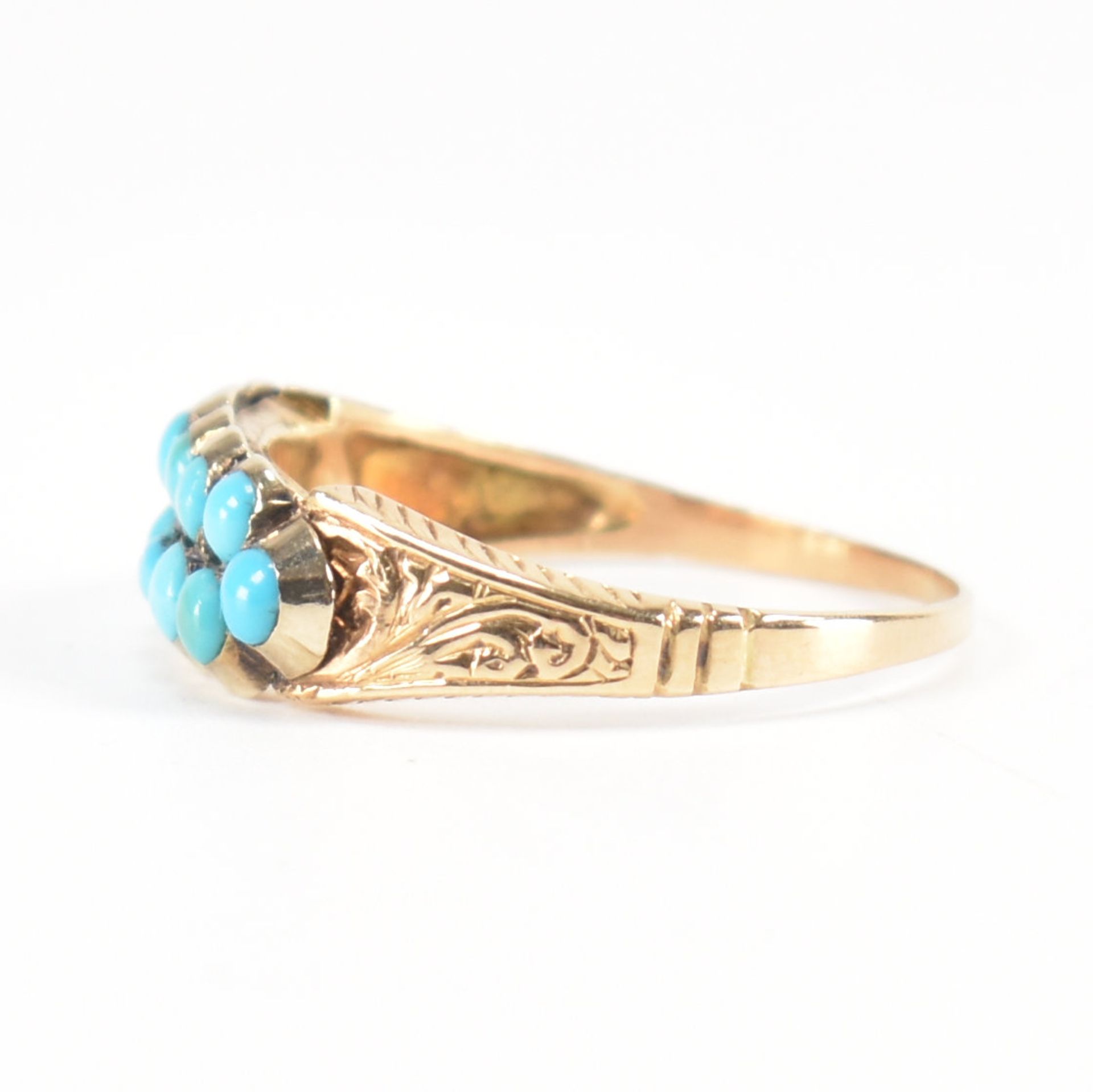 ANTIQUE GOLD & TURQUOISE GYPSY CLUSTER RING - Image 3 of 8