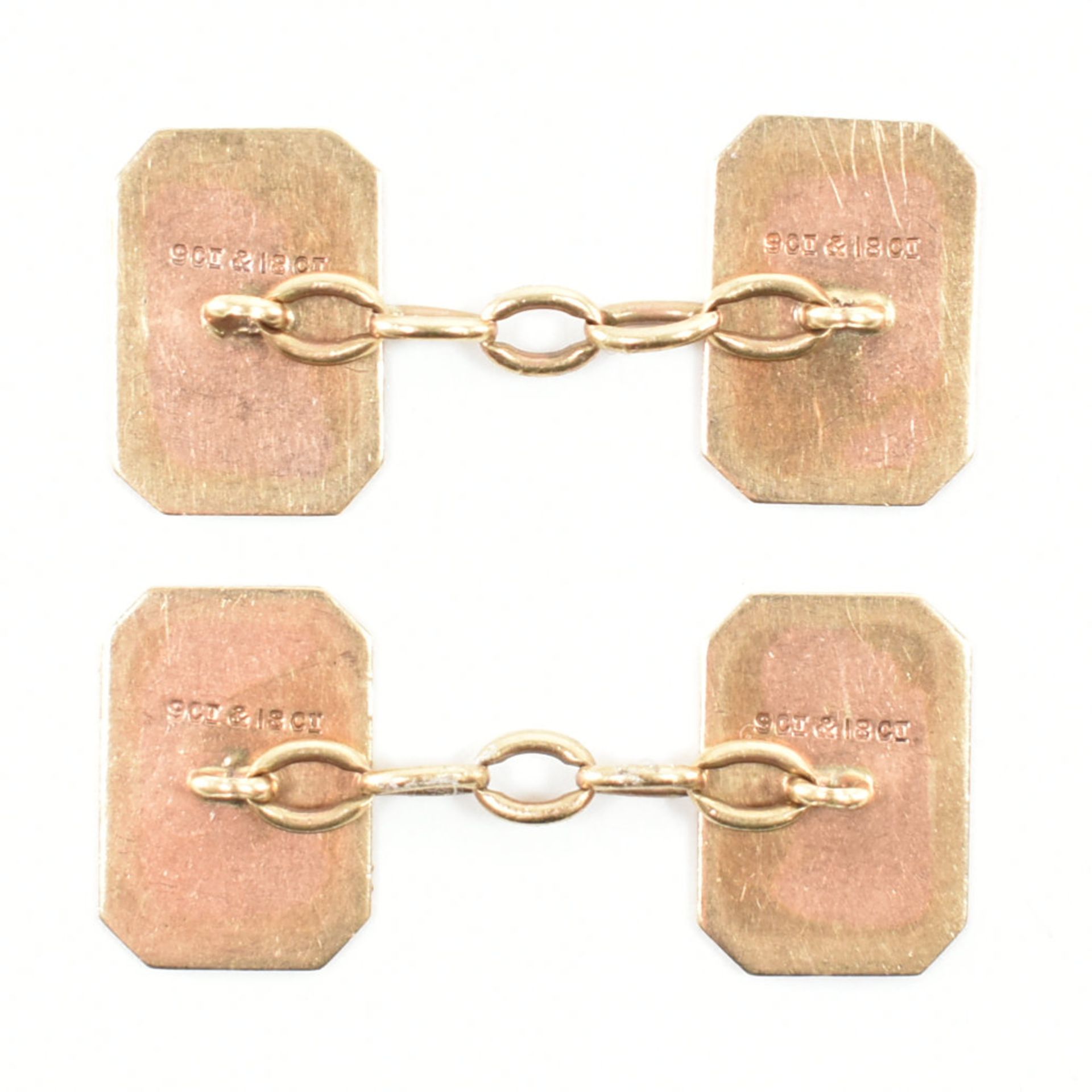 1920s 18CT & 9CT WHITE & YELLOW GOLD CUFFLINKS - Image 5 of 5