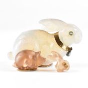 ANTIQUE OPALINE GLASS RABBIT FIGURINE