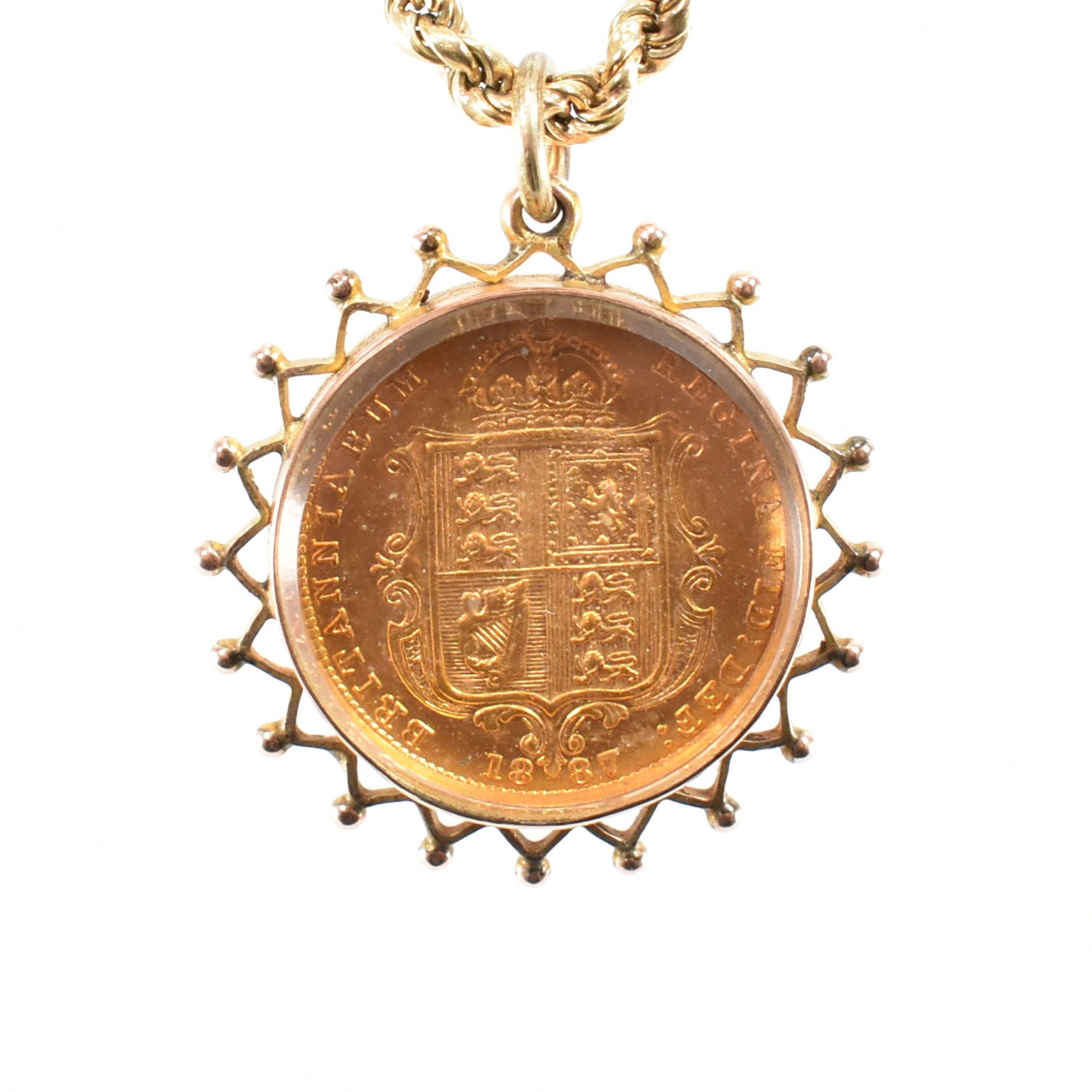 HALLMARKED 9CT GOLD CHAIN & VICTORIAN HALF SOVEREIGN PENDANT - Bild 3 aus 4