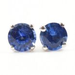 HALLMARKED 18CT WHITE GOLD & SAPPHIRE EARRINGS