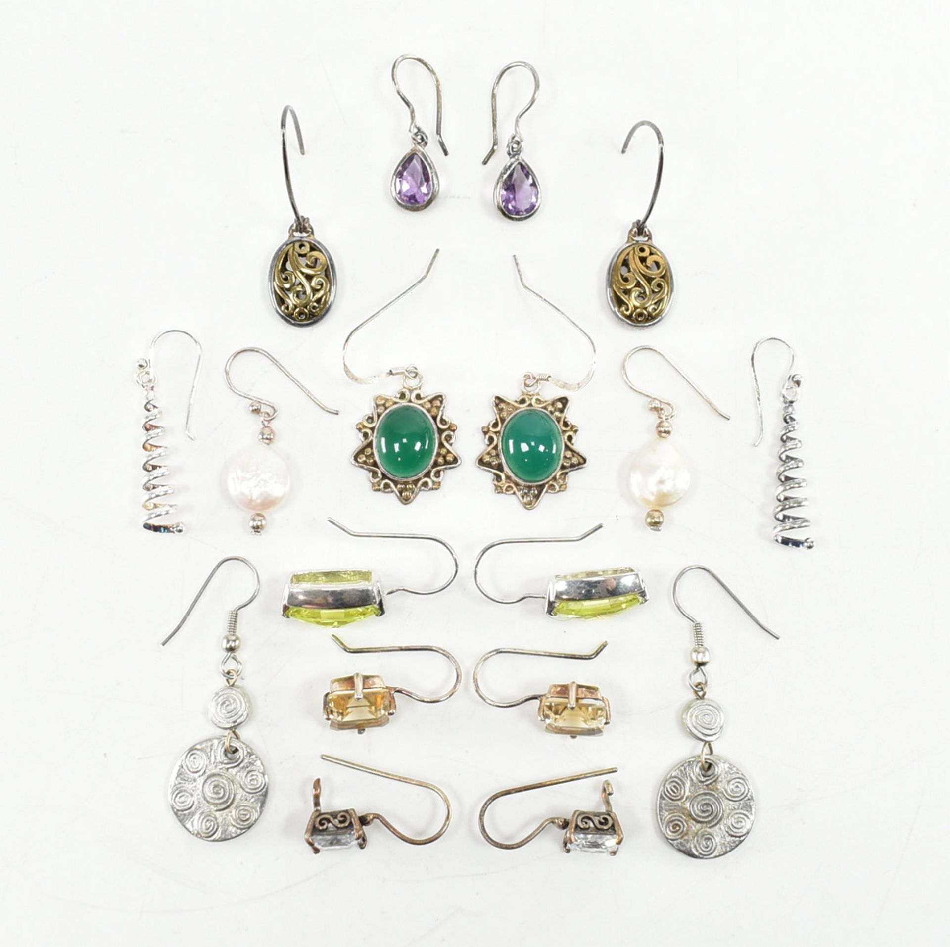 COLLECTION OF ASSORTED SILVER & WHITE METAL EARRINGS - Image 2 of 3