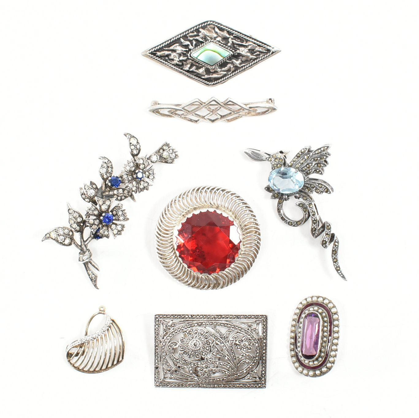 COLLECTION OF ASSORTED SILVER BROOCH PINS - Image 2 of 5