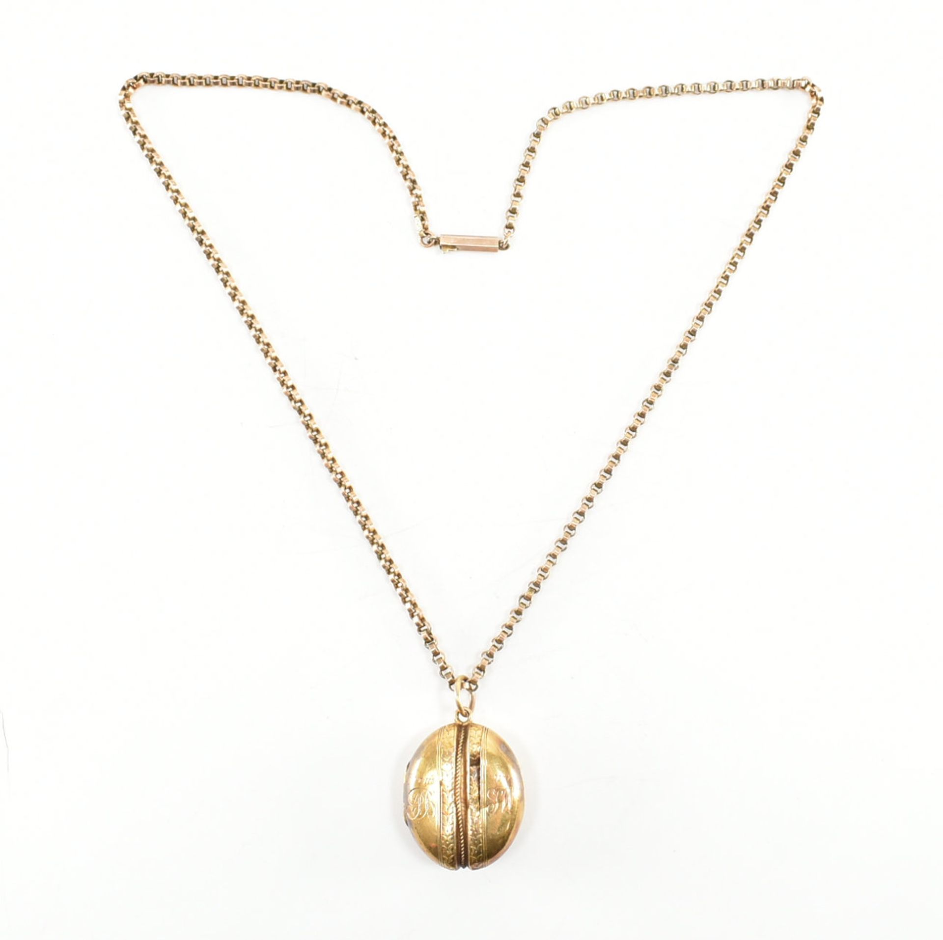 ANTIQUE GOLD LOCKET PENDANT & NECKLACE CHAIN - Image 7 of 7