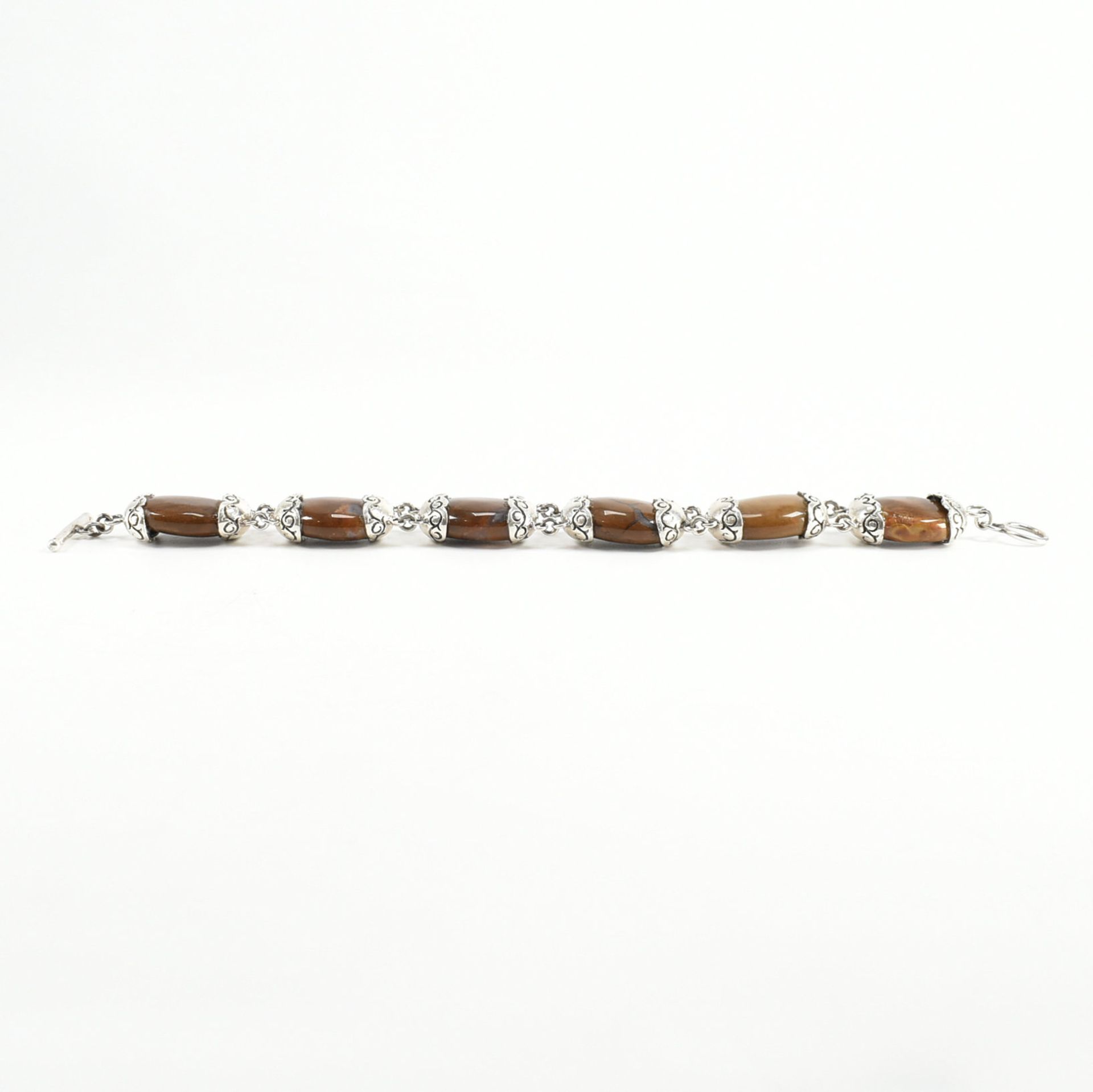 925 SILVER & BROWN STONE BRACELET - Image 6 of 6