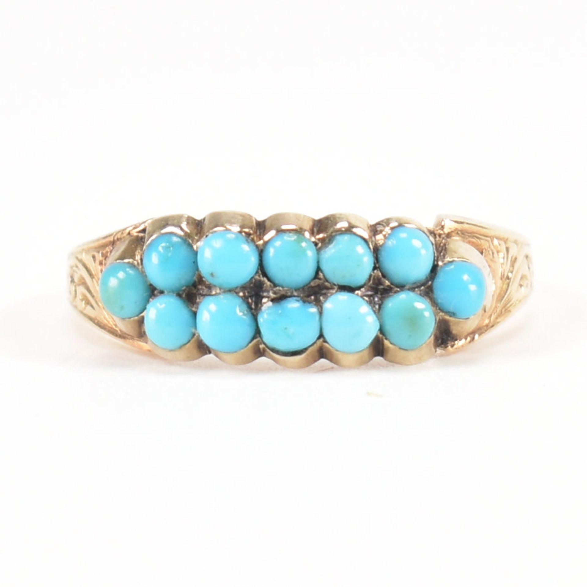 ANTIQUE GOLD & TURQUOISE GYPSY CLUSTER RING - Image 2 of 8