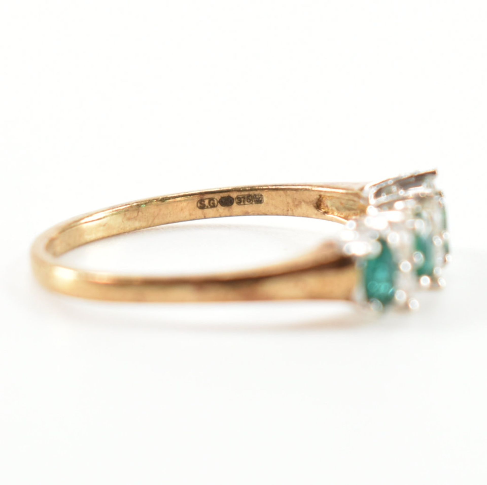 TWO HALLMARKED 9CT GOLD SYNTHETIC EMERALD & CZ RING - Image 7 of 12