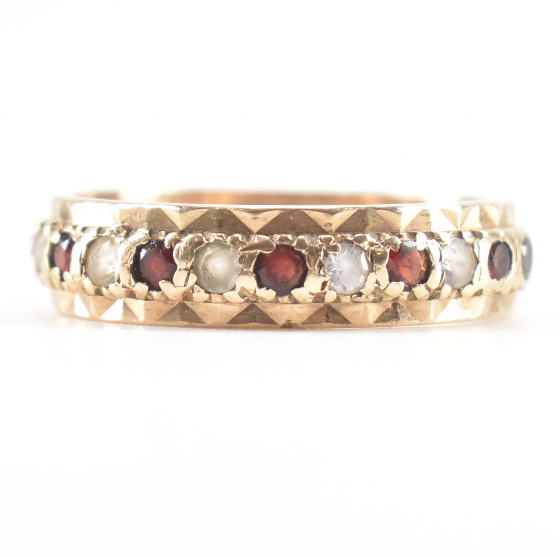 HALLMARKED 9CT GOLD RED & WHITE STONE ETERNITY RING - Bild 2 aus 8