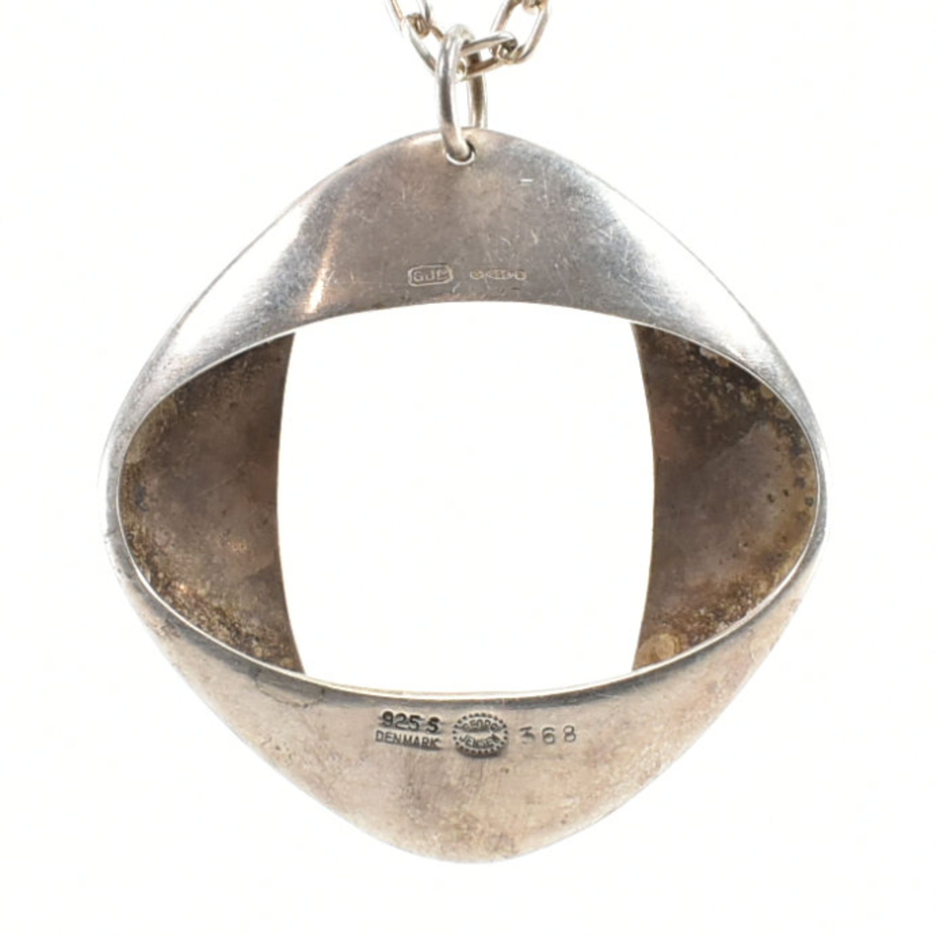 1960s GEORG JENSEN MODERNIST SILVER PENDANT NECKLACE - Image 3 of 4