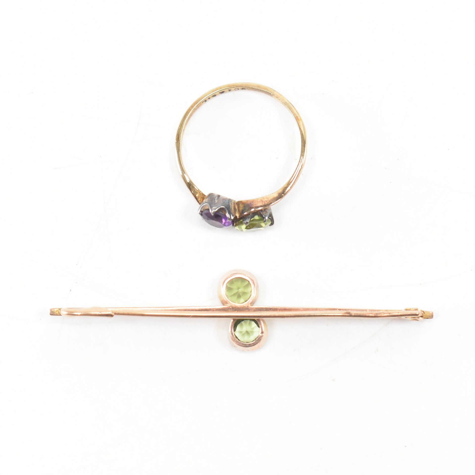 PERIDOT RING & BAR BROOCH PIN - Bild 2 aus 6