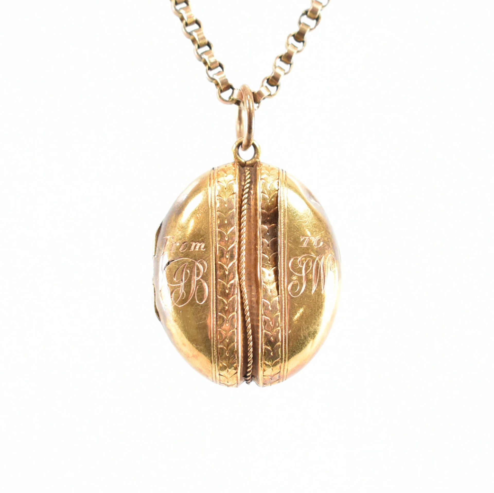 ANTIQUE GOLD LOCKET PENDANT & NECKLACE CHAIN - Image 2 of 7