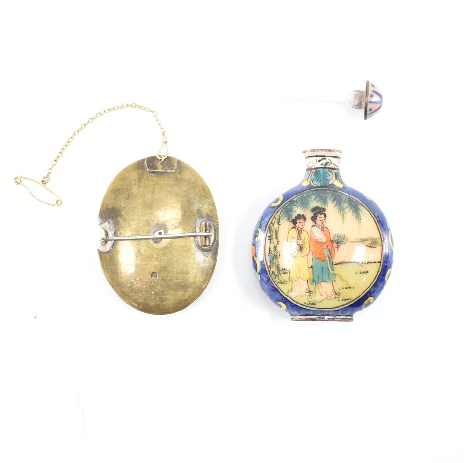 JAPANESE SATSUMA BROOCH & PERFUME BOTTLE - Image 2 of 4