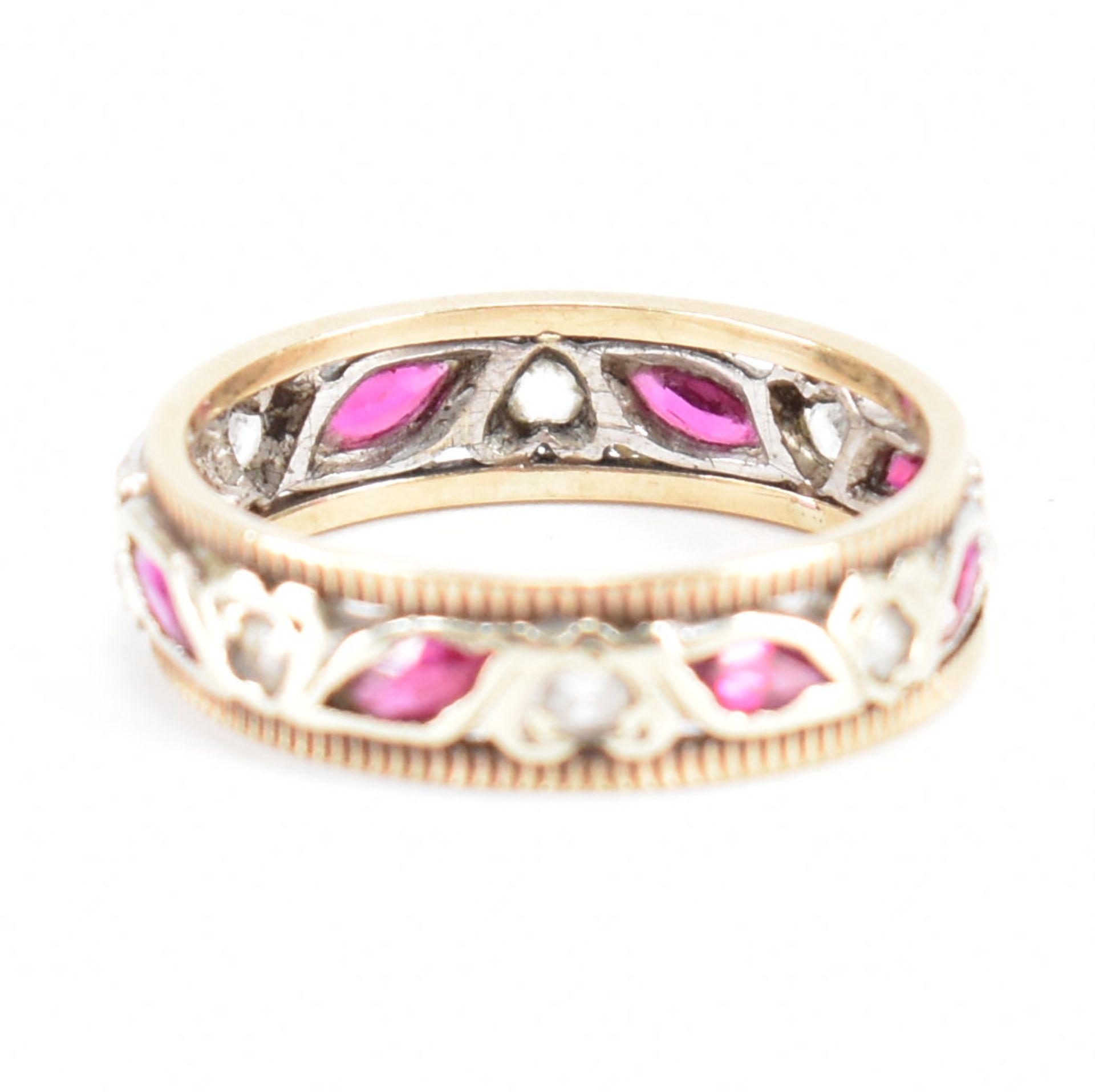 HALLMARKED 9CT BI COLOUR GOLD RUBY & WHITE STONE ETERNITY RING - Bild 5 aus 9