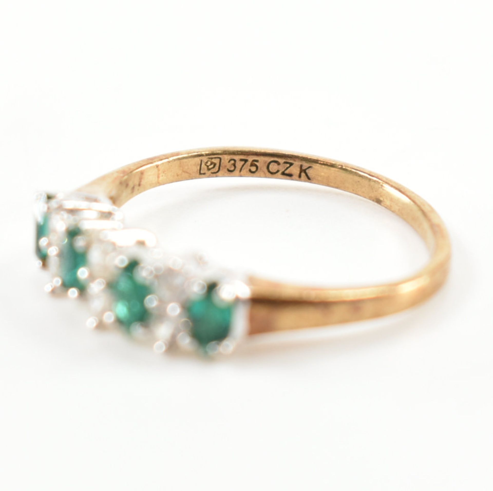 TWO HALLMARKED 9CT GOLD SYNTHETIC EMERALD & CZ RING - Image 6 of 12