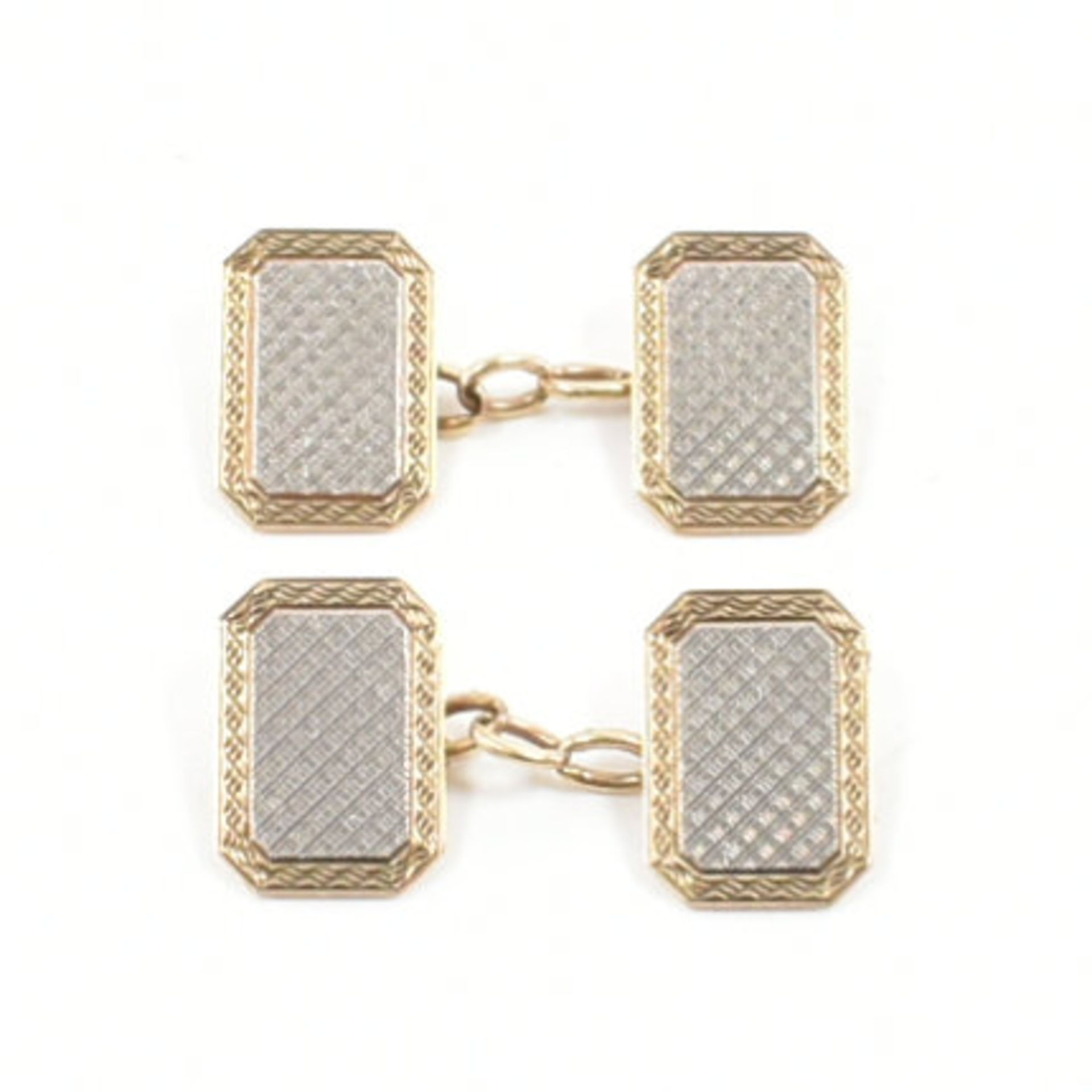 1920s 18CT & 9CT WHITE & YELLOW GOLD CUFFLINKS - Image 3 of 5