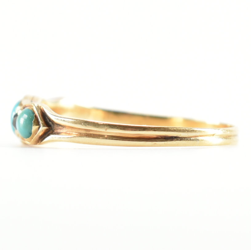 VICTORIAN GOLD TURQUOISE & DIAMOND RING - Image 2 of 8