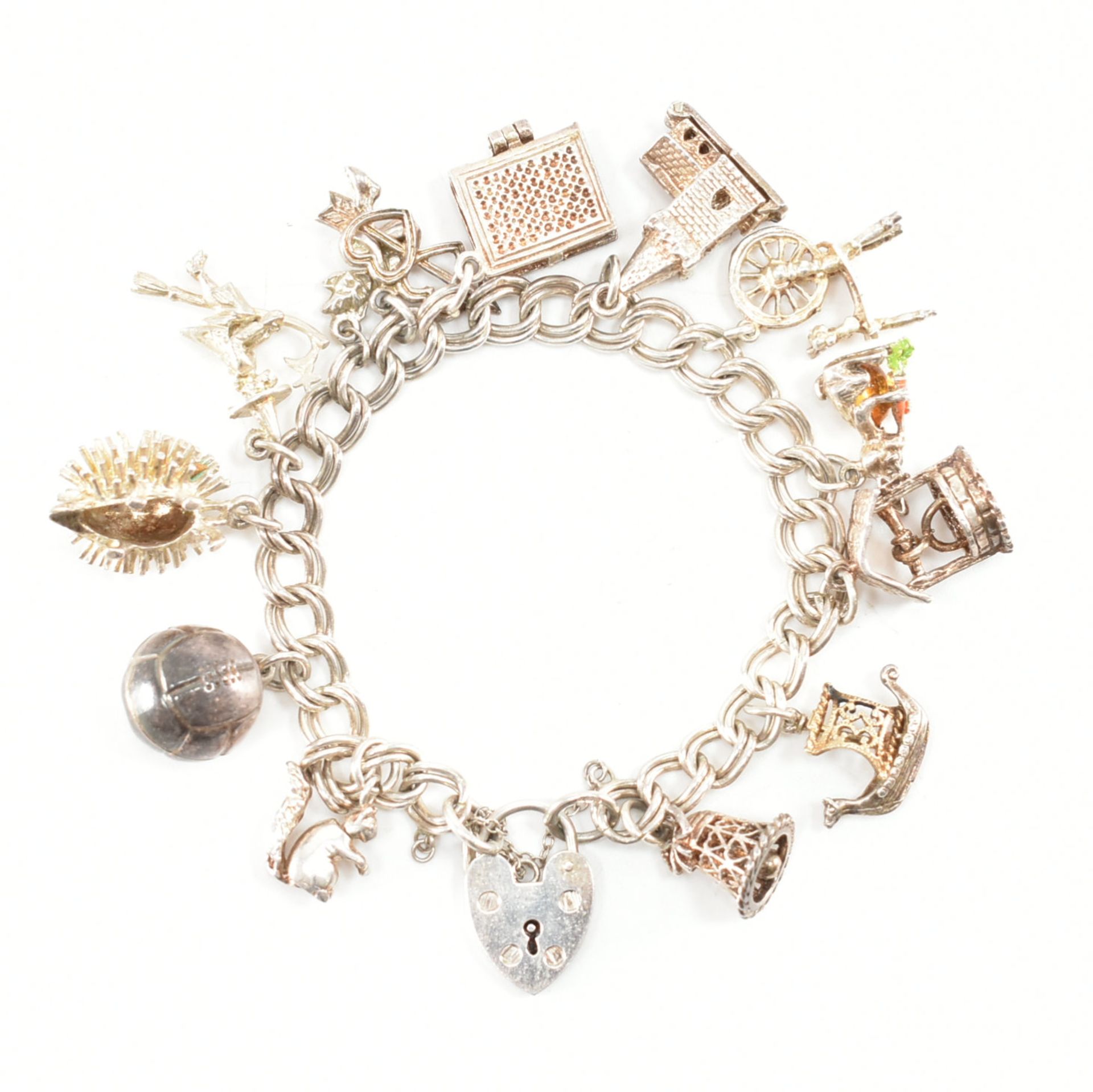 HALLMARKED SILVER CHARM BRACELET & CHARMS - Image 2 of 9