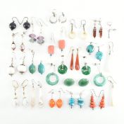 COLLECTION OF ASSORTED STONE & BEAD EARRINGS