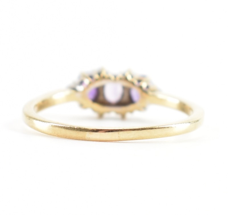 HALLMARKED 9CT GOLD AMETHYST & DIAMOND RING - Image 3 of 9