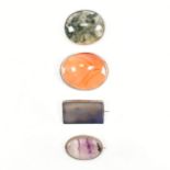 GROUP OF FOUR STONE CABOCHON BROOCH PINS