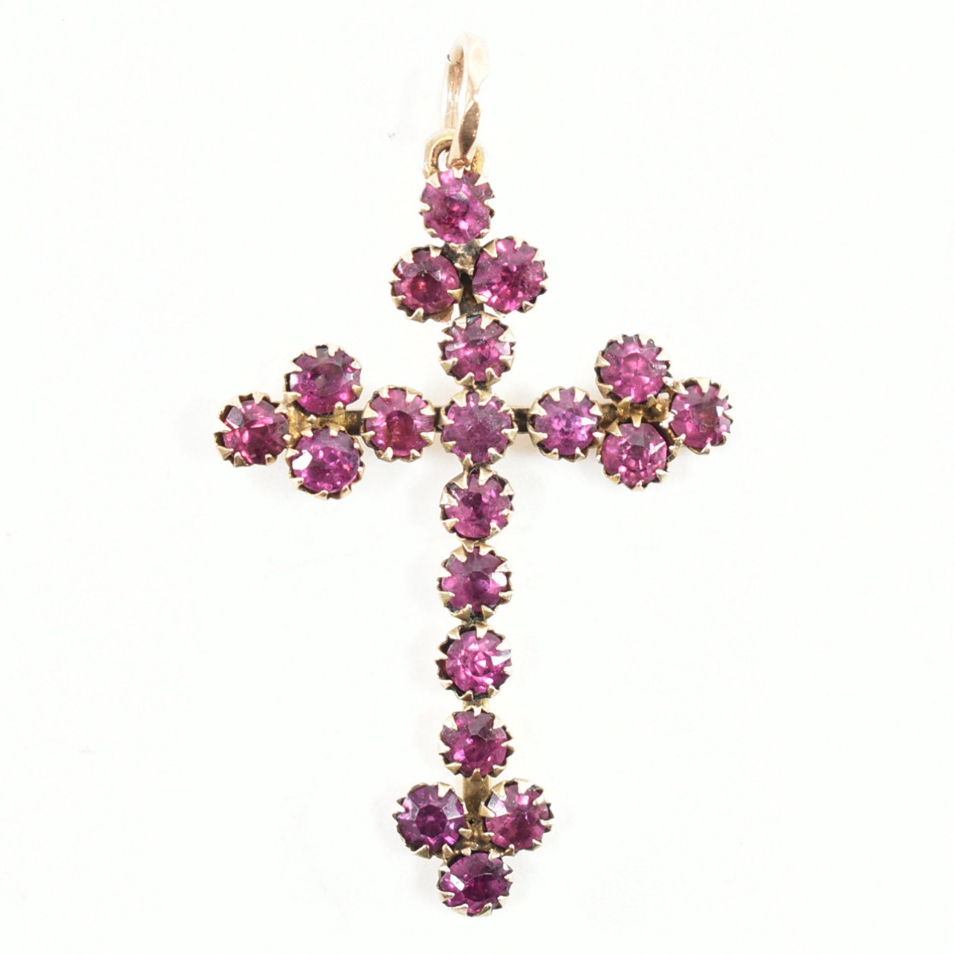 VICTORIAN 9CT GOLD & GARNET CRUCIFIX PENDANT