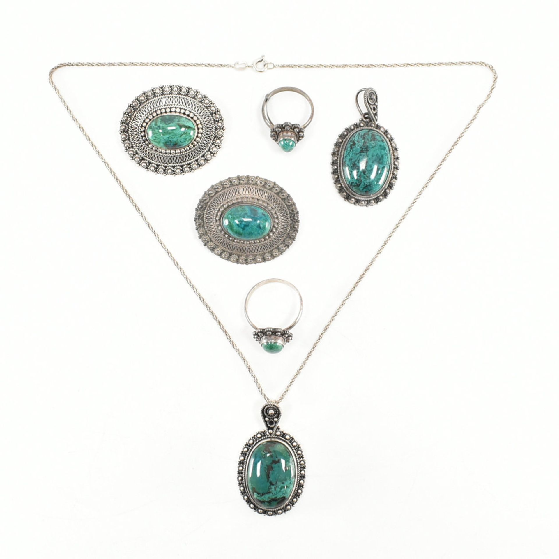 JERUSALEM SILVER & EILAT STONE JEWELLERY SUITE