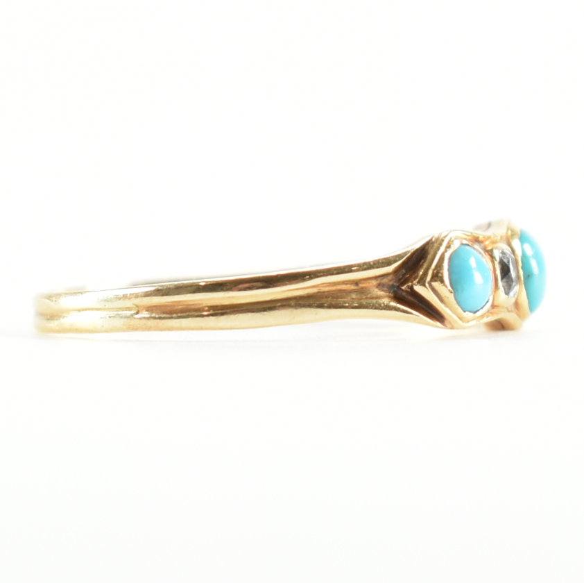 VICTORIAN GOLD TURQUOISE & DIAMOND RING - Image 5 of 8