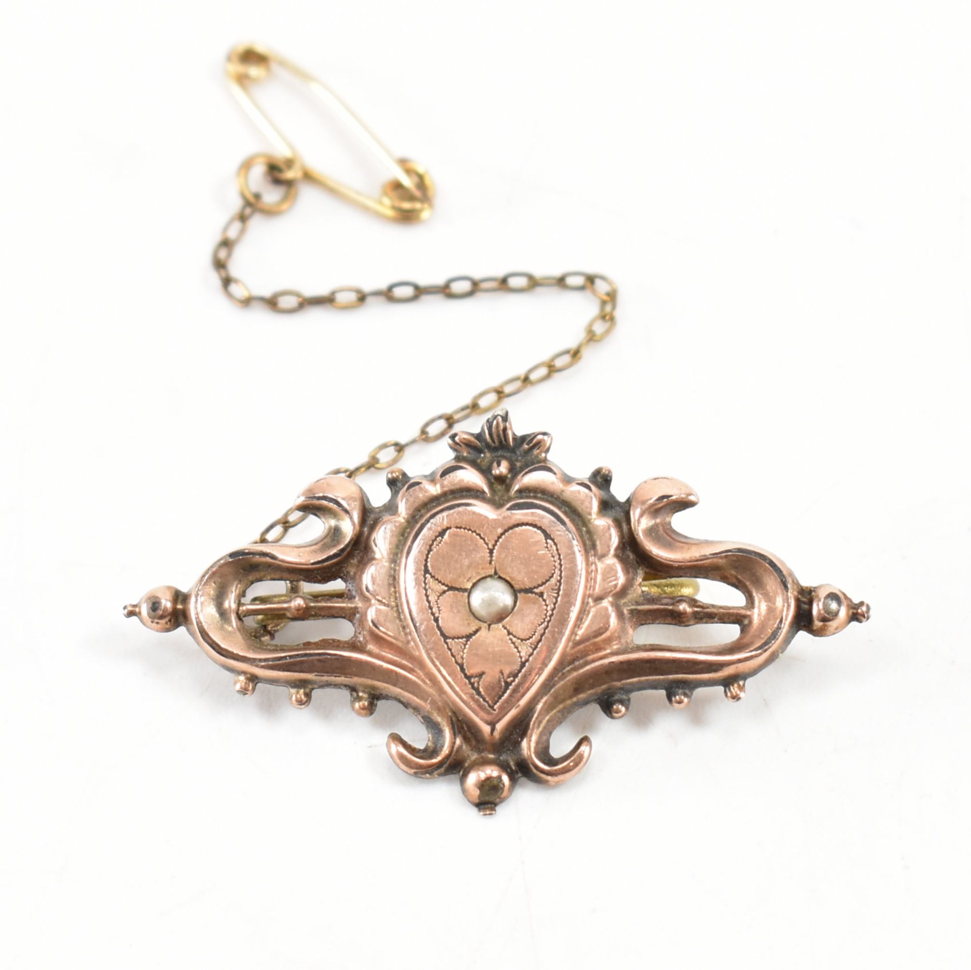 ANTIQUE ROSE GOLD & PEARL BROOCH PIN